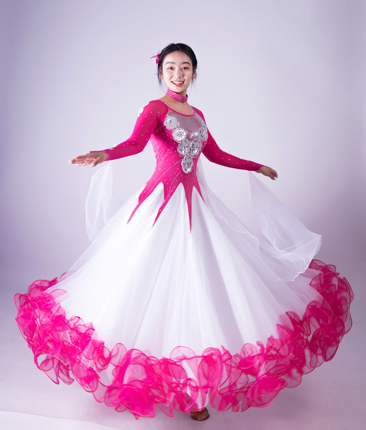 表演连衣裙国标舞大摆华尔兹练功演出服比赛女 - 嘉韵舞蹈服订做