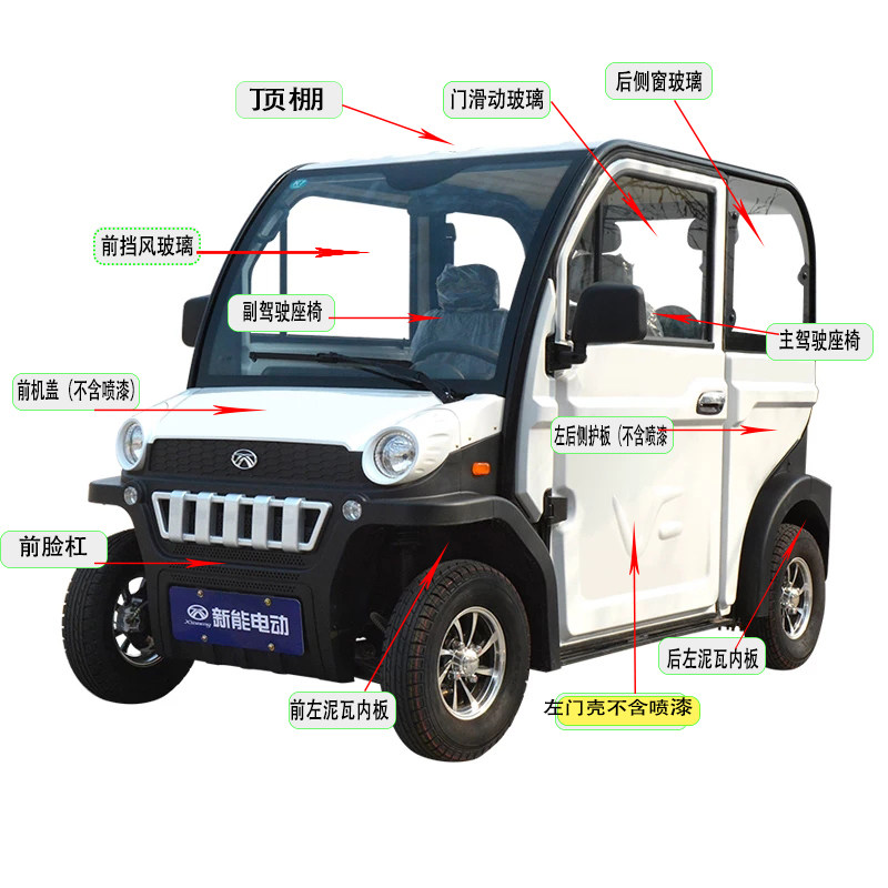 新能合众鑫辉电动四轮车前保险杠泥瓦引擎机盖罩更多电动车零