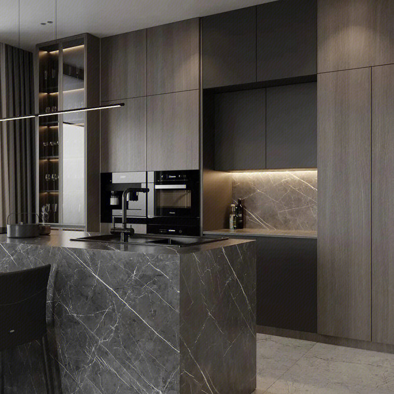 岛台餐桌一体家用岩板导台柜成品定制小户户型西厨岛台