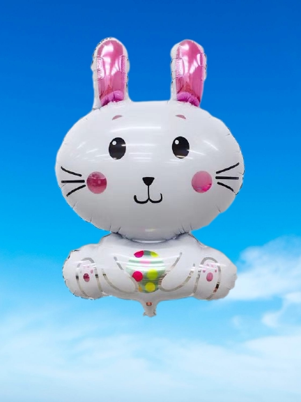 气球卡通兔子大白兔小白兔小兔头绑绳子萝卜兔粉色气球