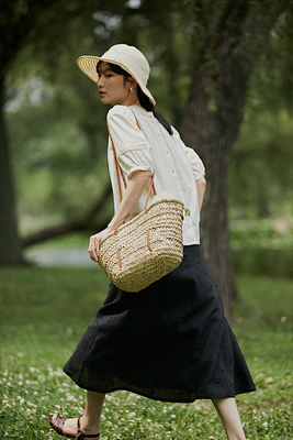 {sees turtledove} 高支纯亚麻 植绒小黑球 优雅小黑裙