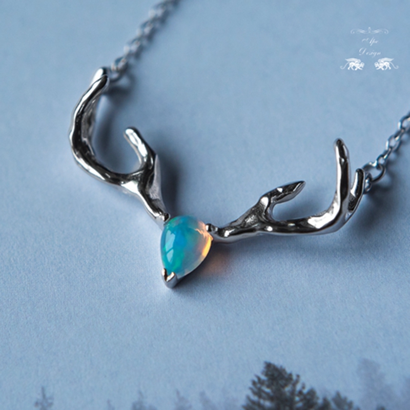 {柳白猿}九色鹿森系鹿角 麋鹿项链系列  欧珀  925银项链一路有你