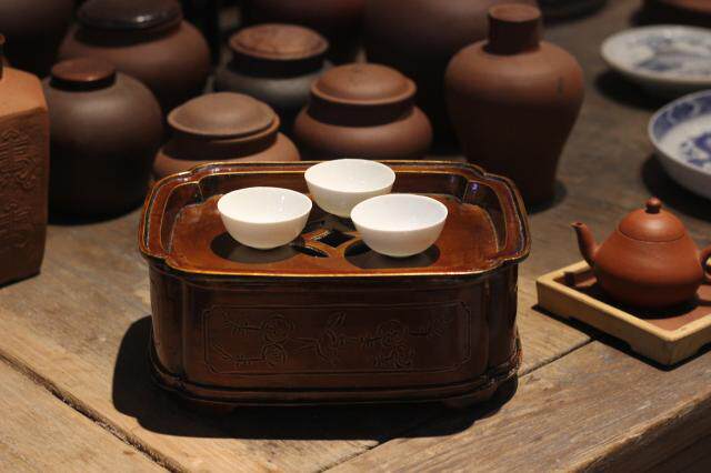 老锡茶船潮汕手工海棠型茶盘茶池壶承老茶工夫功夫茶具