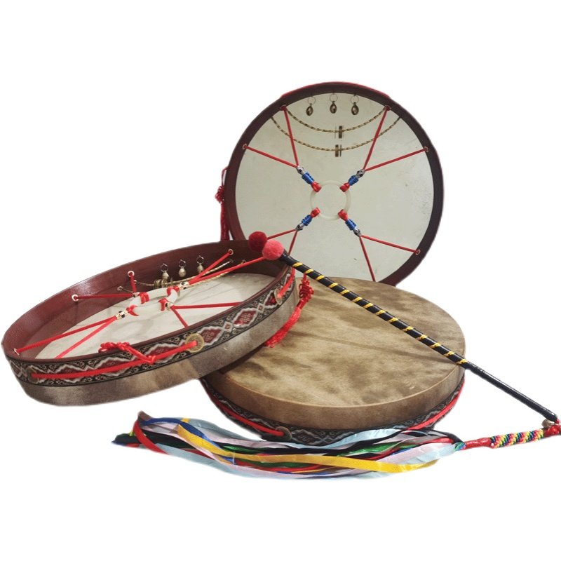 黑牛牛皮二神鼓柳木鱼脊圈请神鼓送鼓鞭唱词堂鼓