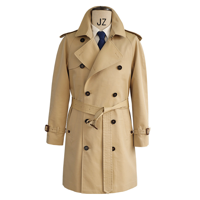 trenchcoat战壕风衣男士双排中长款插肩袖大码风衣