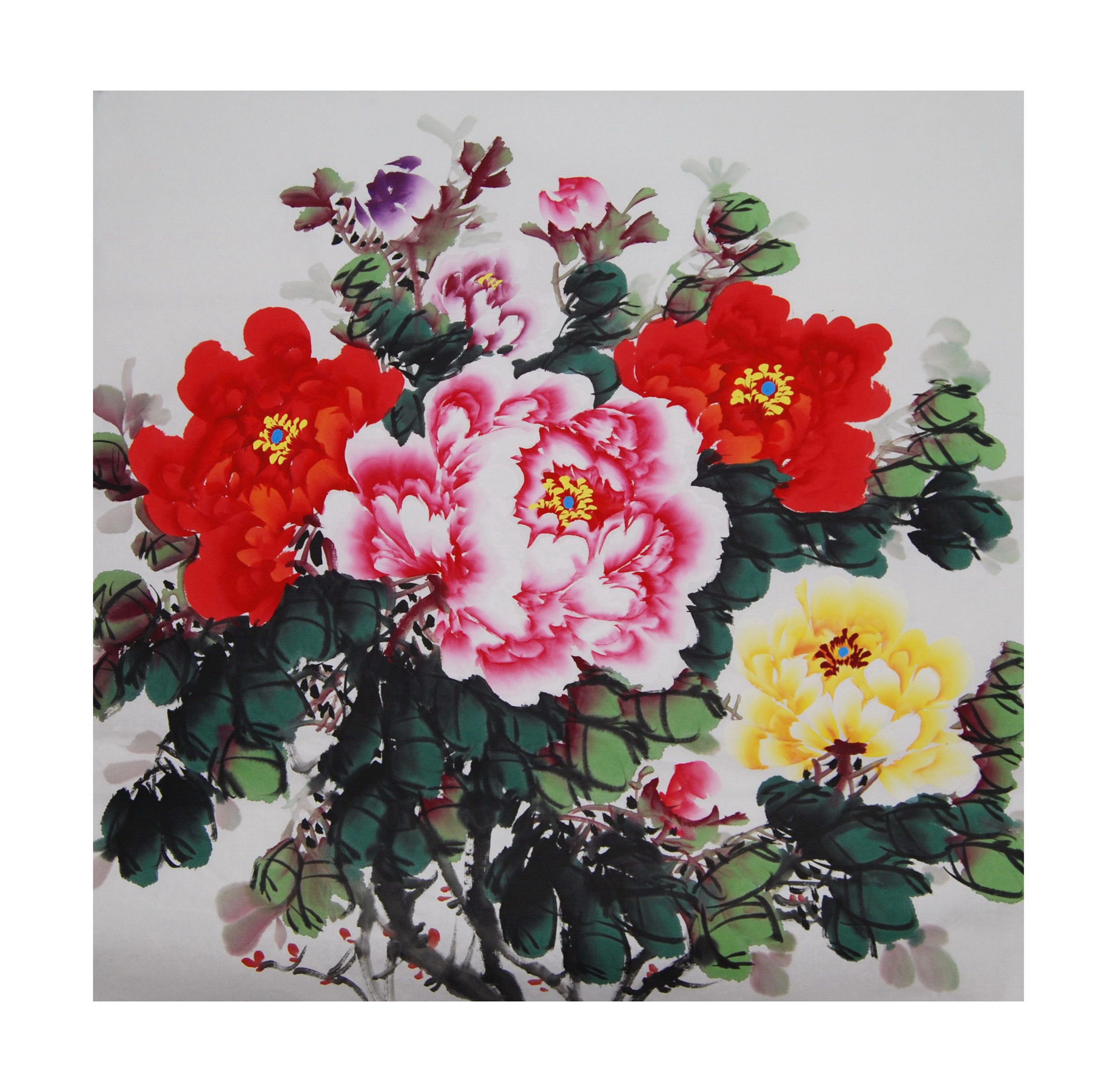 国画字画装饰花鸟书房卧室挂画花开富贵手绘牡丹国画