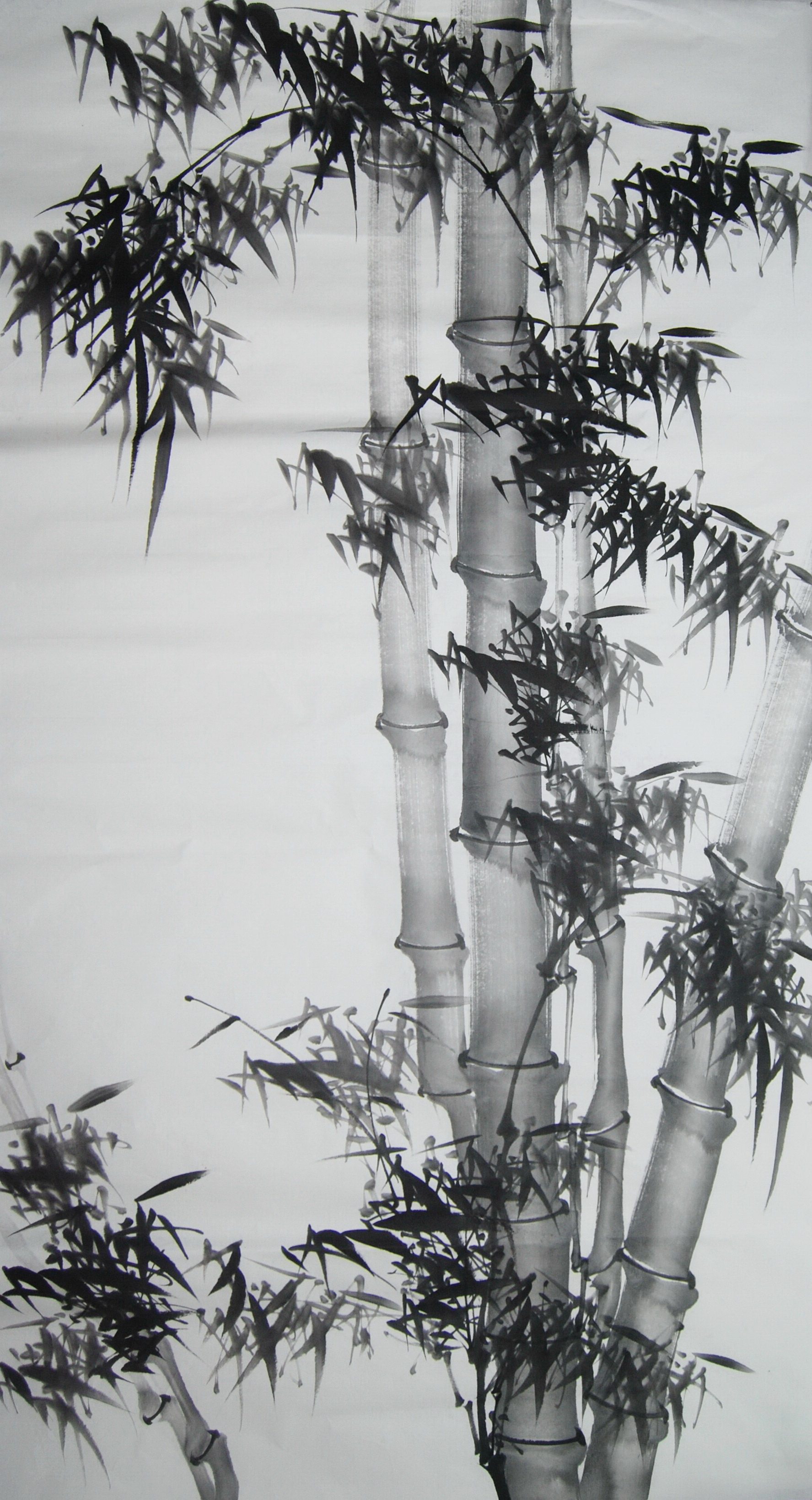 水墨装饰画客厅办公室竹报平安国画真迹手绘字画竖幅国画