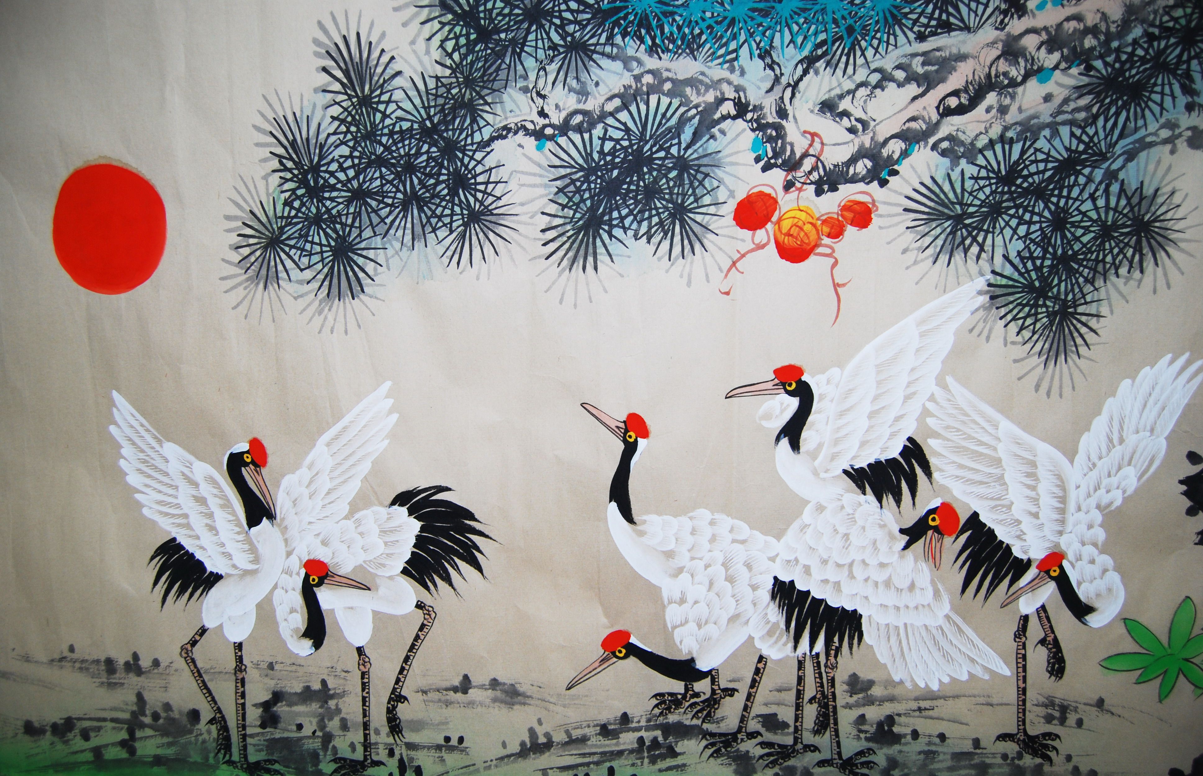 促销仙鹤装饰画装饰客厅延年松鹤字画原稿国画国画