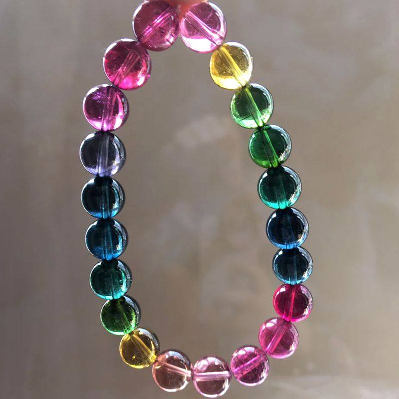 碧玺手链巴西老矿红绿纯天然女款彩虹手链