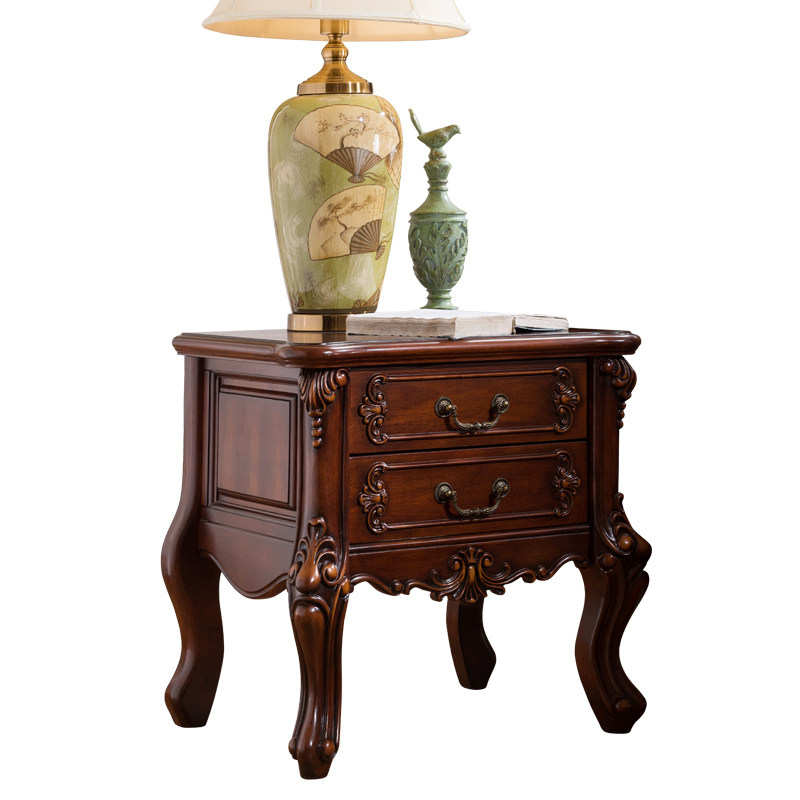 瑞福祥欧式卧室复古实木床头柜美式抽屉简约床边床头柜