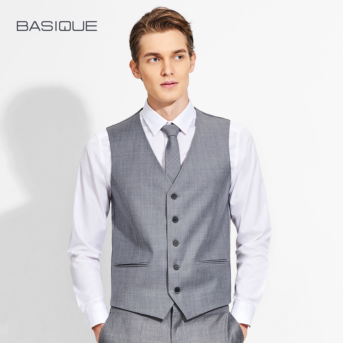 元本basique 男士西装马甲商务修身外套背心羊毛西服马夹英伦风潮