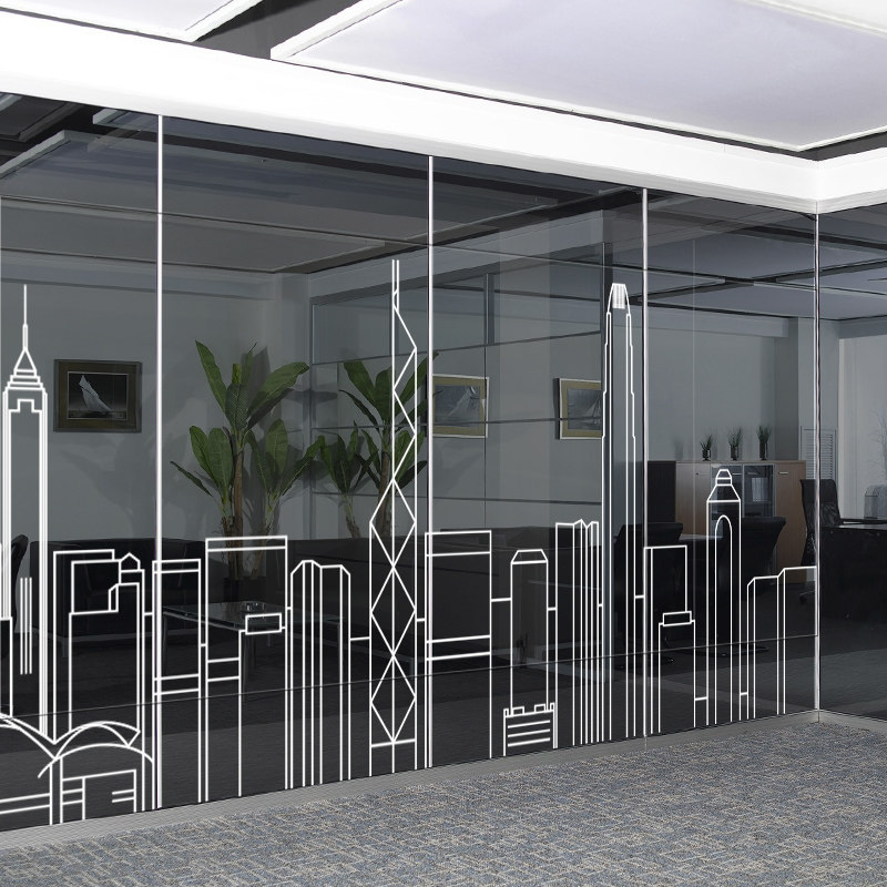 公司logo定制办公室玻璃贴纸白色隔断企业现代简约玻璃膜