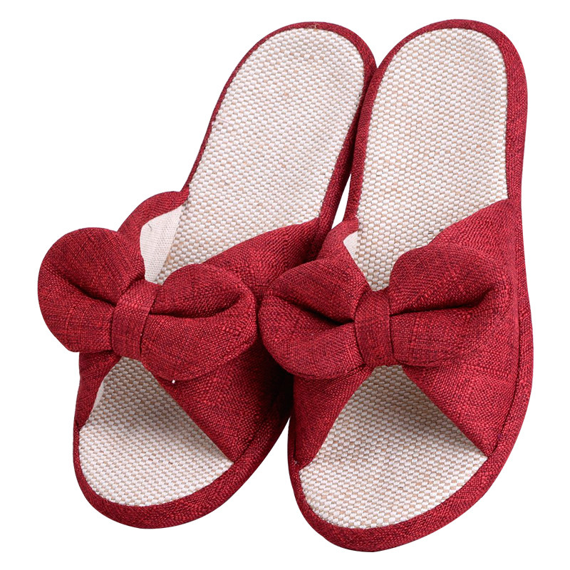 拖鞋亚麻棉麻潮春ins情侣家用鞋草居家鞋