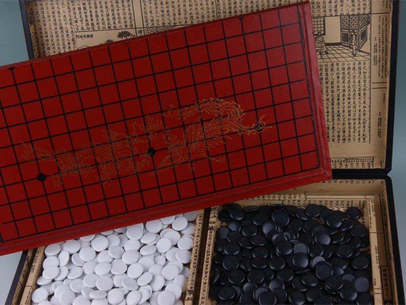 仿古围棋桌棋台套装五子棋木质棋盘红色大号提手围棋