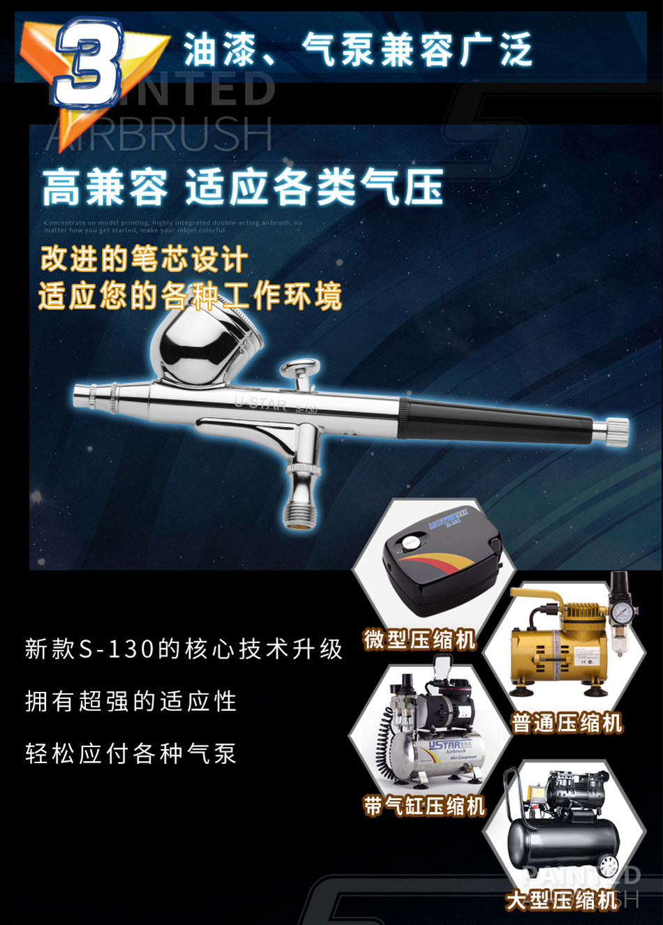 5d 优速达高达军事上色喷枪s130纪念版 s150 kp35 kp45 双动喷笔