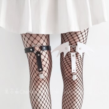 Punk leg ring PU sexy garter belt dark Harajuku leg strap love cat ຫົວ devil wings hard girl foot ring