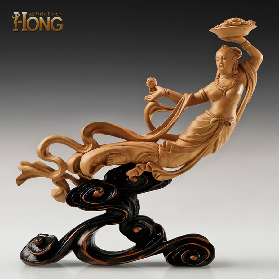 吴尧辉大师作品黄杨木雕飞天天纯手工手工艺艺术木雕
