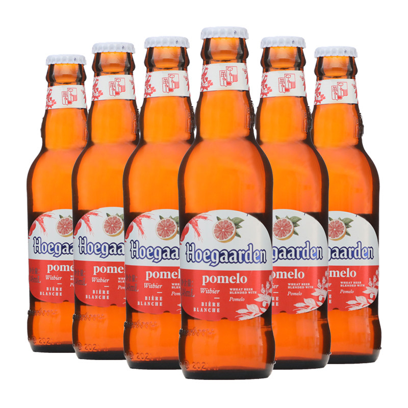 6瓶比利时进口福佳白hoegaarden福佳白玫瑰红珊瑚柚果味啤酒330ml