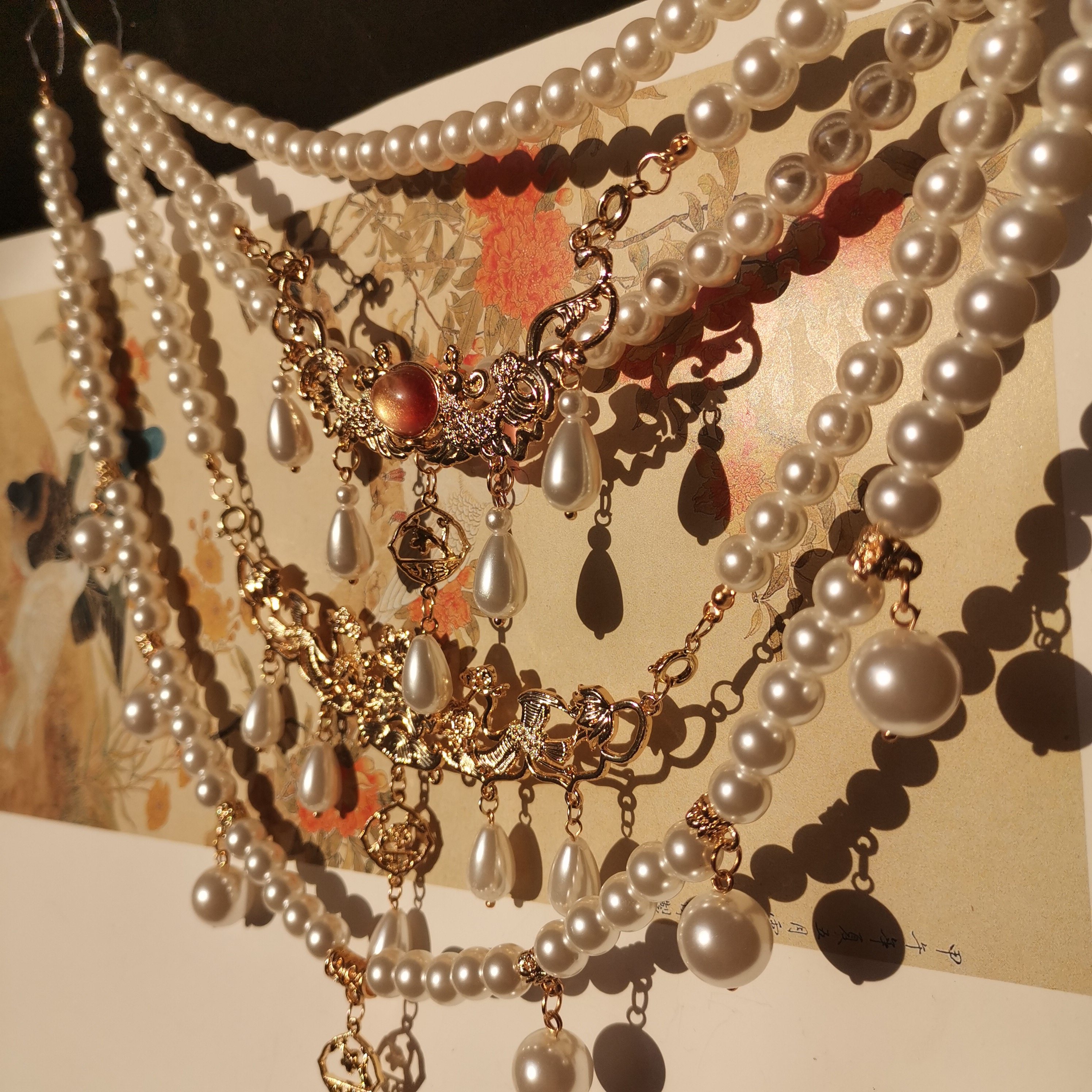 汉服配饰珍珠流苏璎珞项链古风项圈明宋唐制仙项链