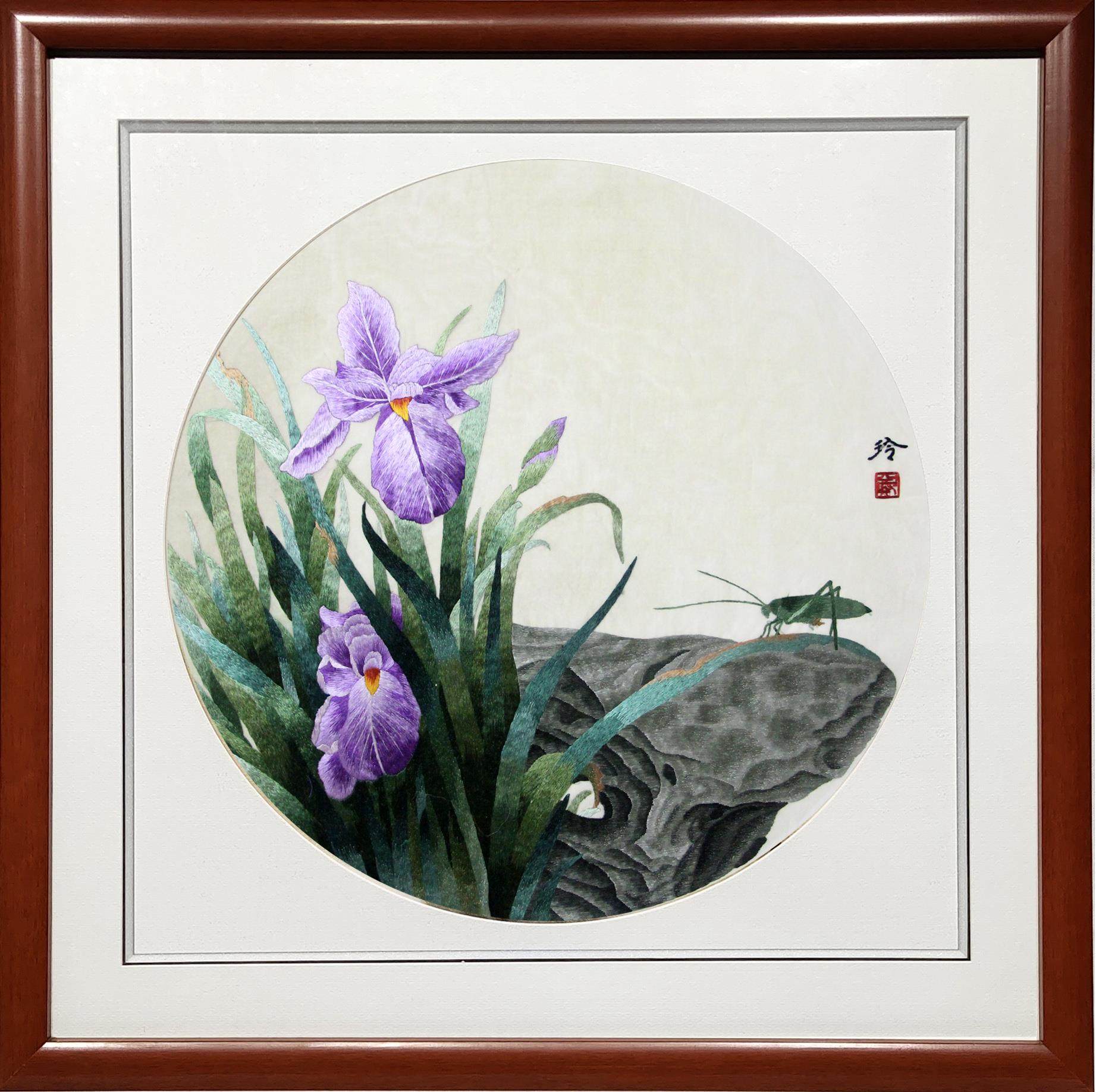 湘绣美术大师郑玲玲玲玲精美工笔花鸟画湘绣