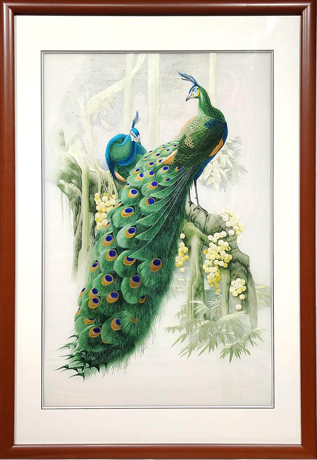 湘绣孔雀中式传统艺术典雅礼品师友民间工艺手工湘绣