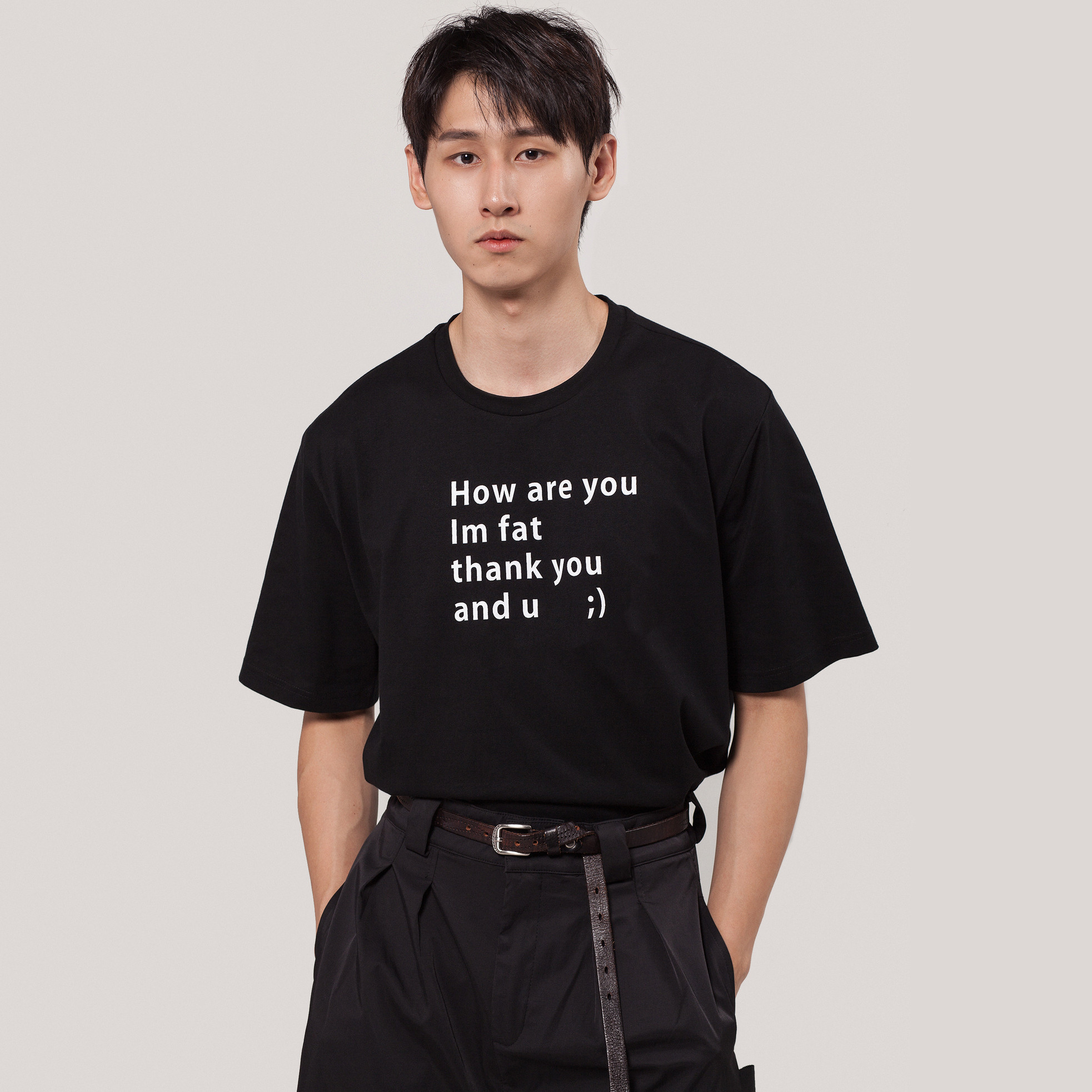 Kami angerHALO:)系列“I m fat”印花T恤趣味英文时尚百搭短袖潮