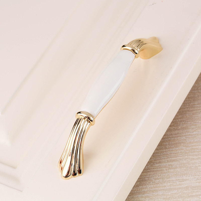 k金色陶瓷拉手欧式橱柜拉手衣柜抽屉书柜门拉手现代简约田园把手