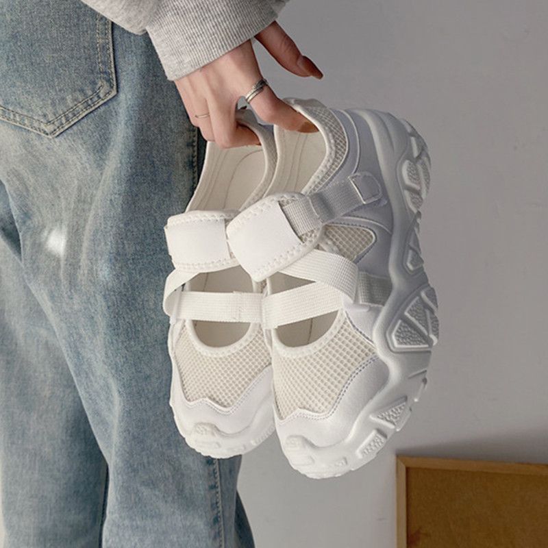 运动鞋女透气魔术贴2022夏季新款休闲小白鞋软底百搭老爹鞋ins潮
