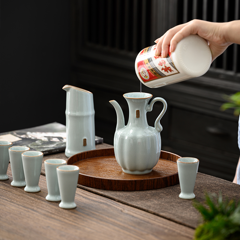 陶瓷酒具套装家用酒壶仿宋执壶汝窑中式白酒白酒杯