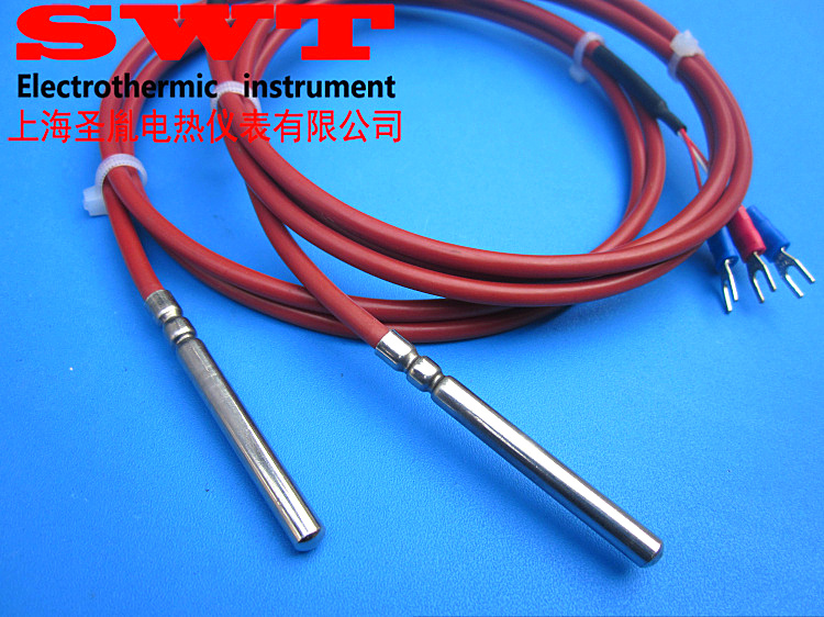 铂热电阻探头硅胶引线 pt100 滚压防水三线制 温度传感器 pt100