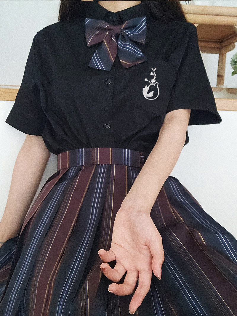 魔法小椿涧格裙金银线高腰半身百褶裙原创jk半身裙