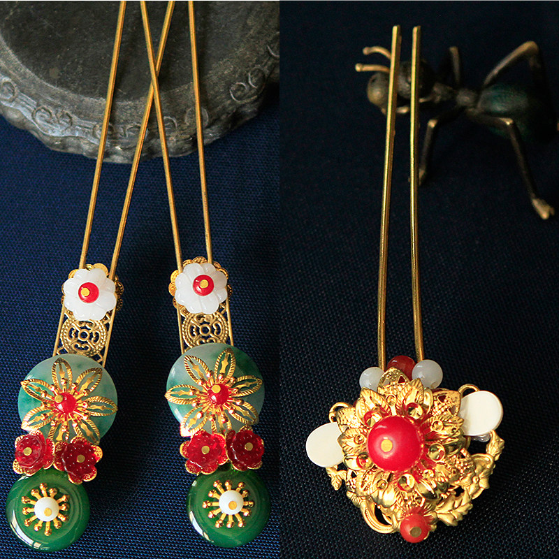 手工饰品古风唐朝襦裙发簪饰品影视古装写真演出贵妃造型发钗发簪