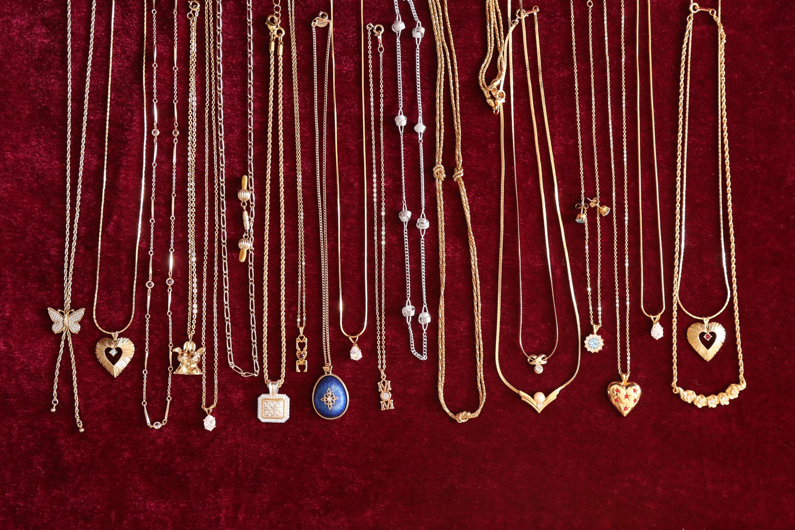 西洋古董饰品vintage孤品avon金色项链宝石日常项链