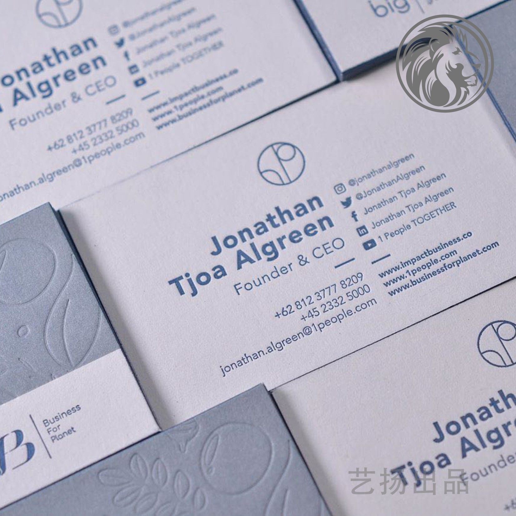 名片棉纸双面压凹色边滚边压纹名片