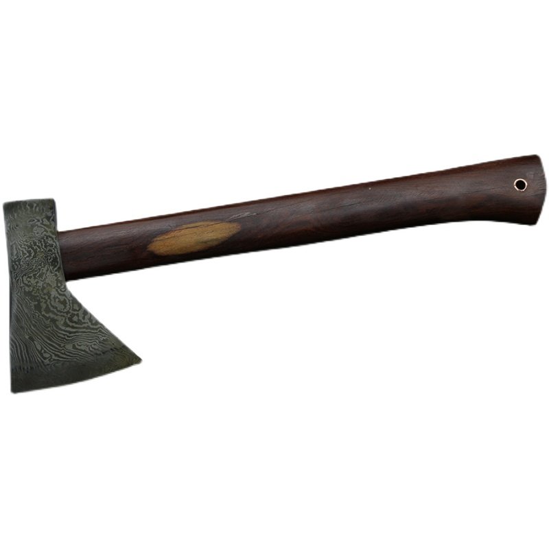 王氏铁匠手工锻打百炼花纹钢夹钢单刃斧大马士革木工斧