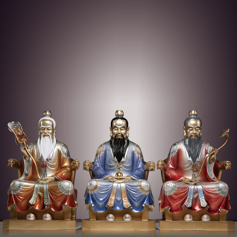 天尊三清神像纯铜供奉清道道德元始太上老君摆件