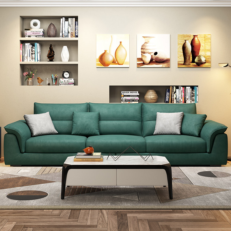 agiss户型简约布艺乳胶直排字型一字客厅小户布艺沙发