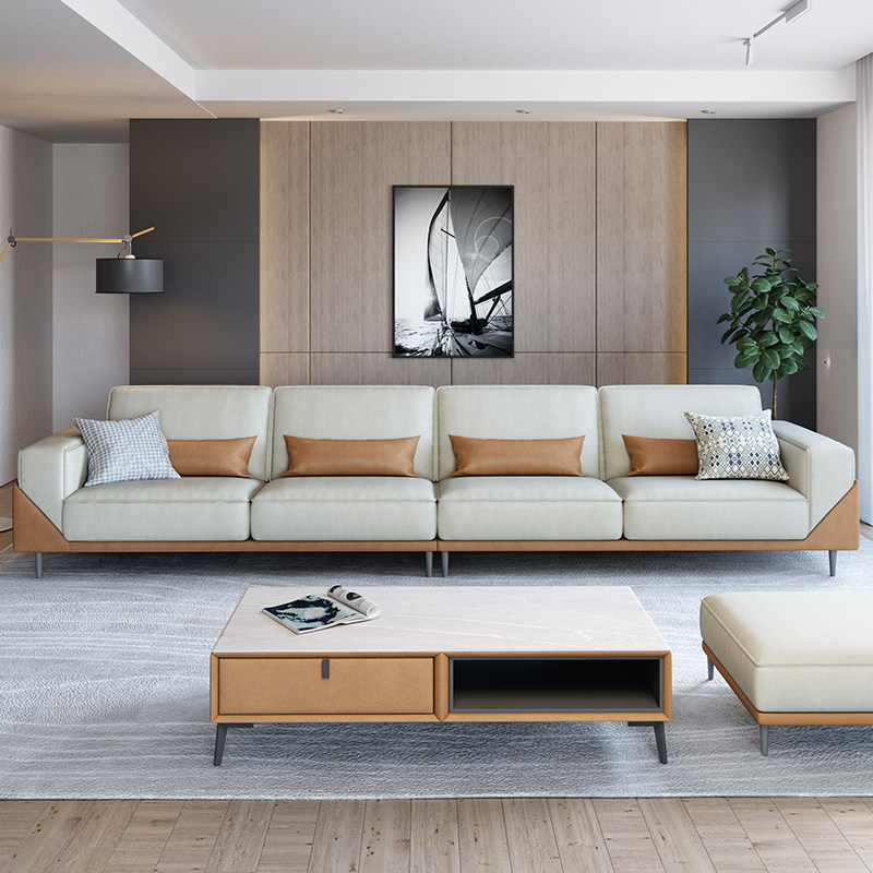 纳米科技字型乳胶拆洗欧风北欧四人直排一字布沙发布艺沙发