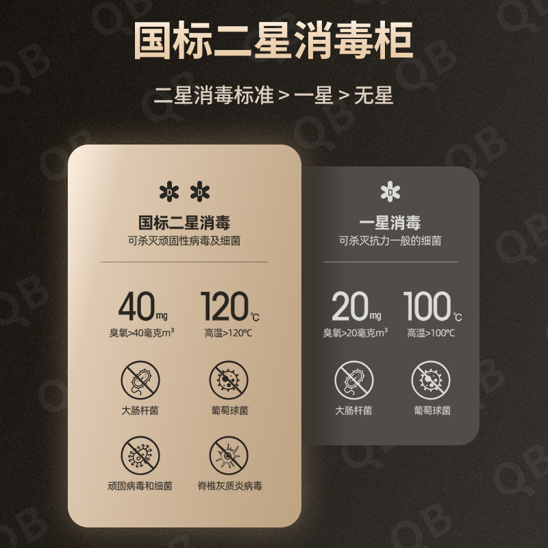 消毒碗柜小型双门碗筷碗柜 白色二星级高温餐具厨房家用消毒柜立式