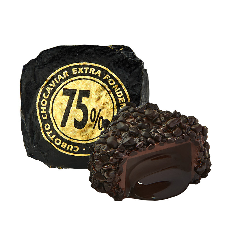 休闲零食七夕礼物喜糖意大利进口闻绮venchi鱼子酱纯黑巧克力散装