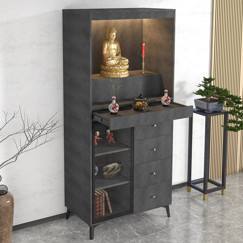 佛柜香案佛龛供桌现代风格家用实木多层玻璃门佛柜