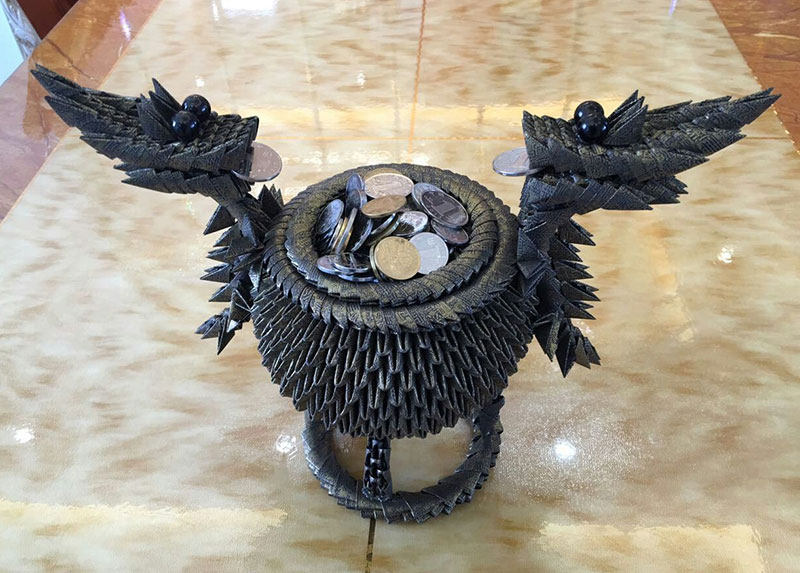 手工三角折纸diy材料成品聚财宝鼎手工折纸