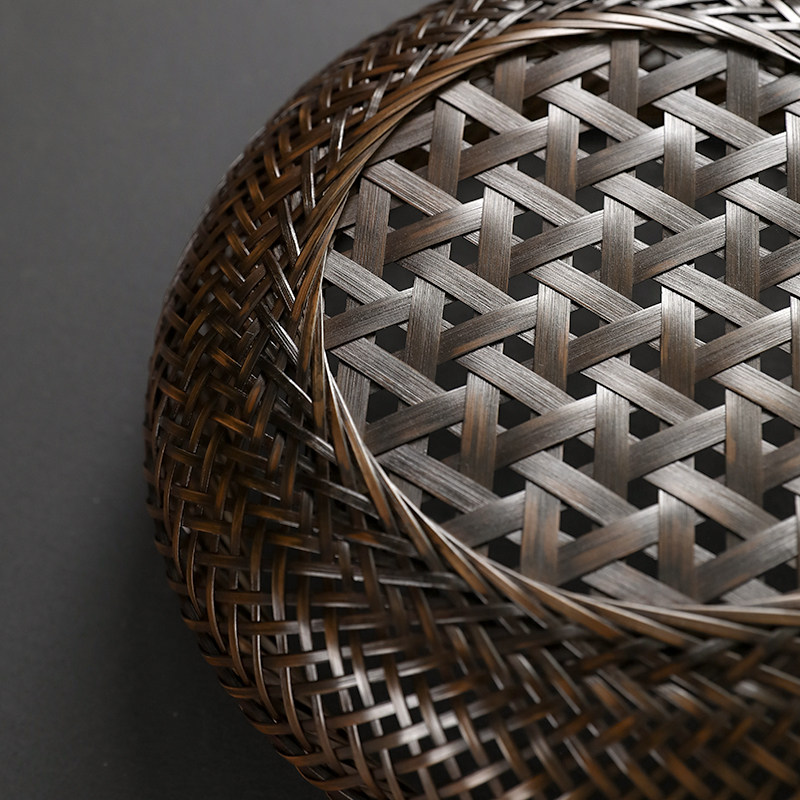 笼烟竹筐复古竹编篮子茶具收纳筐篓手工茶室茶道