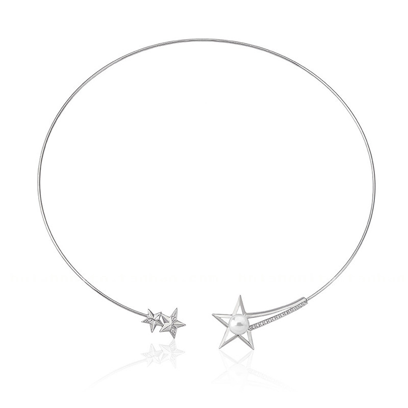 西班牙皇家majorica气质镂空星星珍珠镶钻名媛choker项链