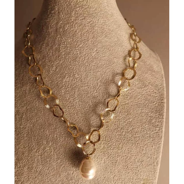 西班牙皇室majorica限量18mm巴洛克强光珍珠金属浮雕项链