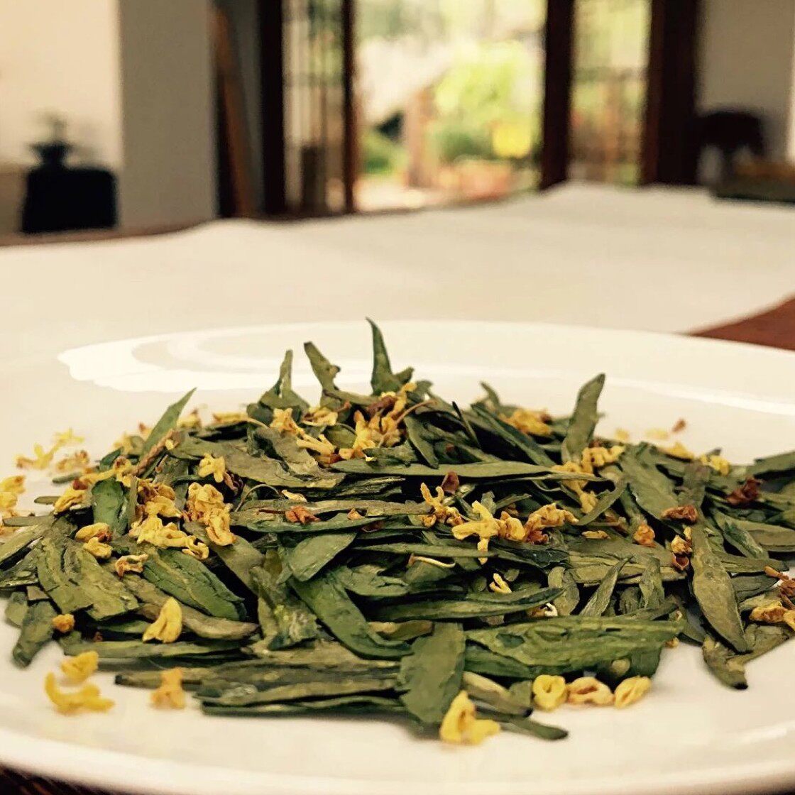 杭州特产西湖湖区产地手工秘制龙井桂花花茶西湖龙井