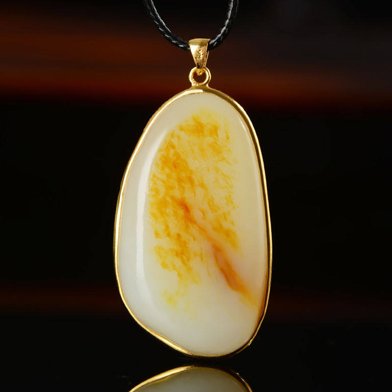 吊坠新疆和田玉籽金镶玉原石石原皮籽料金包玉石颈饰