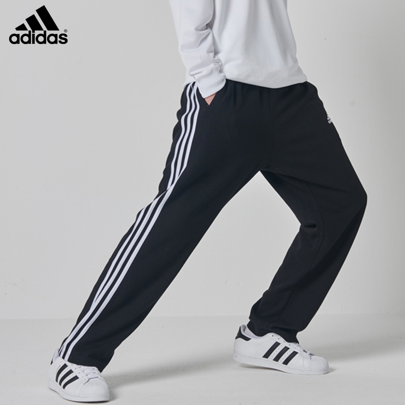 adidas阿迪达斯运动裤休闲男裤宽松春季直筒收腿束脚长裤收口跑步