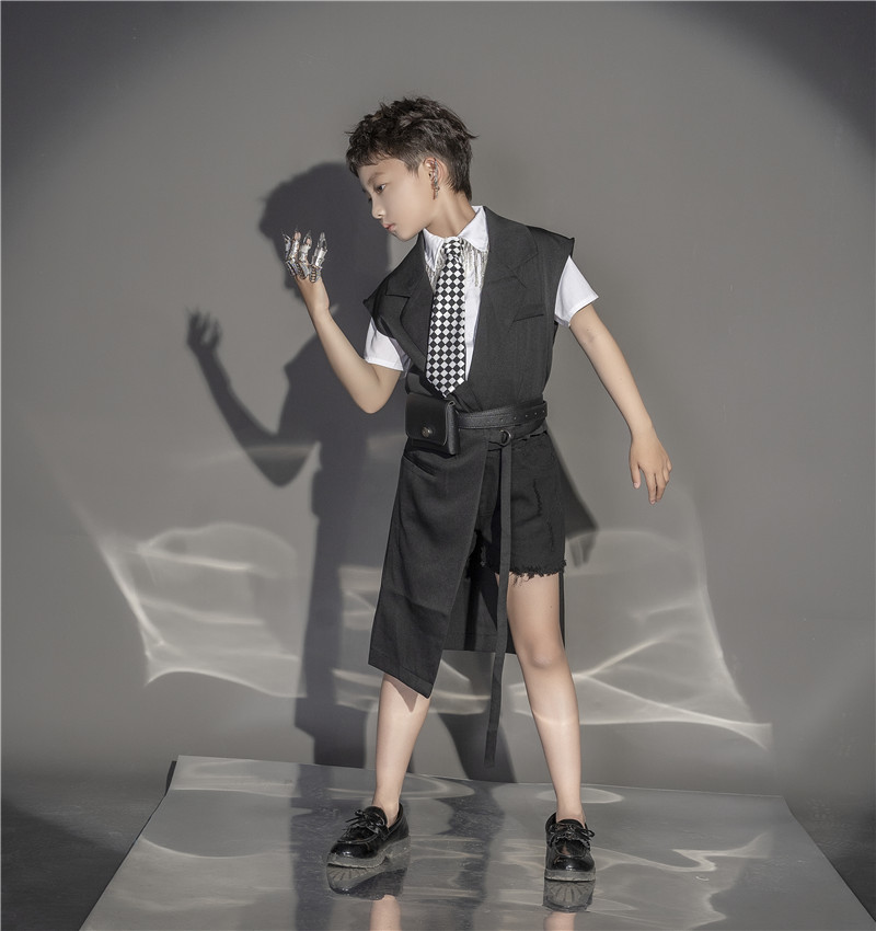 男童酷帅潮服台秀服痞帅潮酷儿儿童走秀演出服儿童演出服