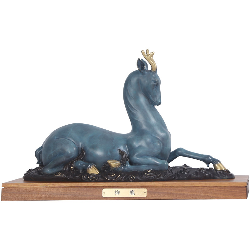 铜欣祥全铜梅花鹿摆件吉祥卧鹿家居家居装饰装饰品客厅摆件